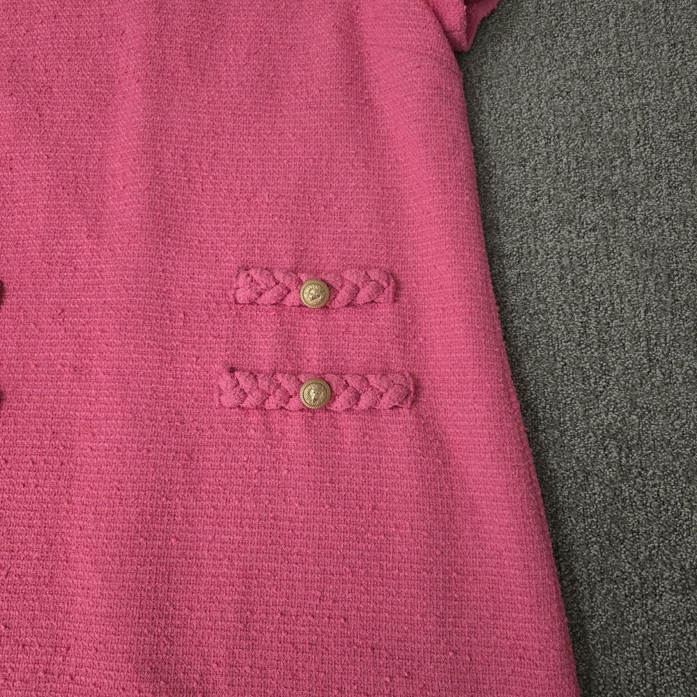 Tuckernuck Jackie Tweed Dress Womens XXL Pink Gold Button Short Sleeve Preppy - Picture 2 of 7
